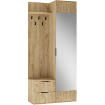 Zestaw mebli do przedpokoju CORAL Garderoba z lustrem Dąb Złoty Podstawowe