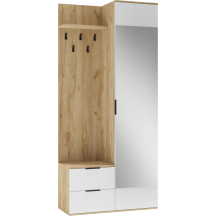 Zestaw mebli do przedpokoju CORAL Garderoba z lustrem Dąb Złoty / Biały Podstawowe