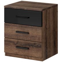 Szafka nocna 3 szuflady Dąb Monastery / Czarny Połysk 24ZBEA22 TYP-22 GALAXY Podstawowe