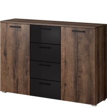 Komoda 2 drzwi 4 szuflady Dąb Monastery / Czarny Połysk 24ZBEA26 TYP-26 GALAXY Podstawowe