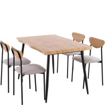 Zestaw stół i 4 krzesła DICKY Dąb Naturalny / Popiel Podstawowe