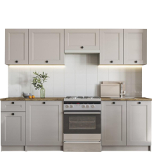 Zestaw mebli kuchennych 240 cm VIVIAN Kaszmir Mat, blat Orzechowy Podstawowe