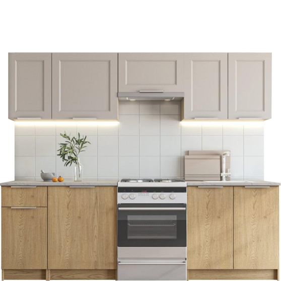 Zestaw mebli kuchennych 240 cm WENDY Dąb Cremona / Kaszmir Podstawowe