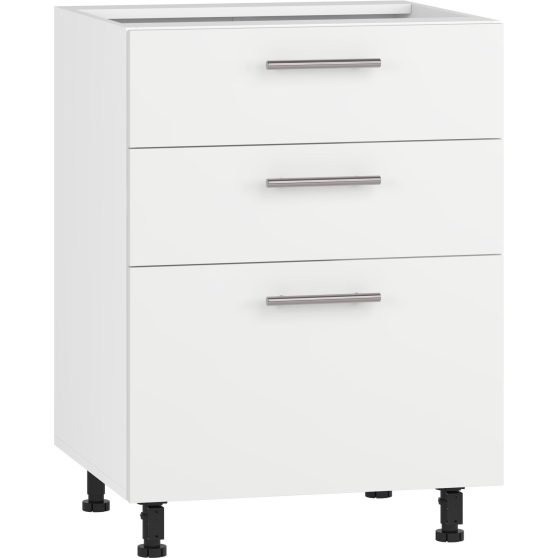 Szafka dolna stojąca 3 szuflady D3S-60/82 Hettich Biały / Biały Mat VENTO Podstawowe