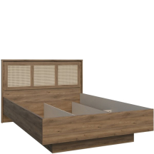 Łóżko 140 x 200 ze stelażem i pojemnikiem GLKL1142-Q249 Dąb Valencia / Rattan Naturalny GLENKEEN Podstawowe