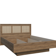 Łóżko 160 x 200 ze stelażem i pojemnikiem GLKL1162-Q249 Dąb Valencia / Rattan Naturalny GLENKEEN Podstawowe