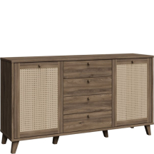 Komoda 2 drzwi 3-szuflady GLKK232-Q249 Dąb Valencia / Rattan Naturalny GLENKEEN Podstawowe