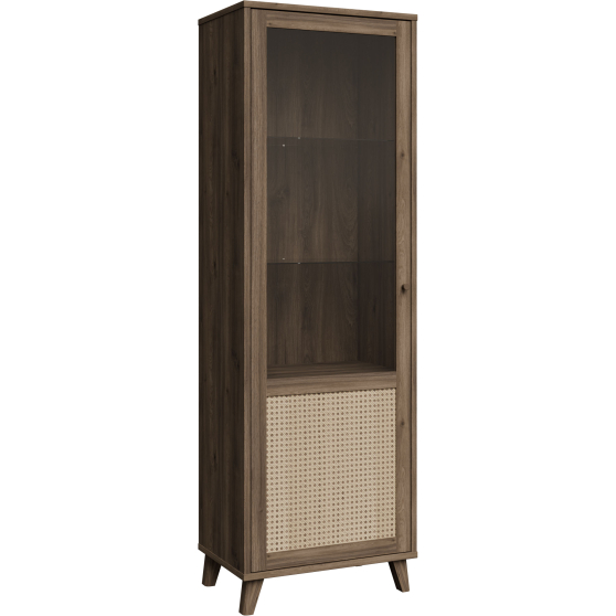 Witryna wysoka GLKV712L-Q249 Dąb Valencia / Rattan Naturalny GLENKEEN Podstawowe