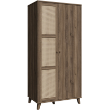 Szafa 2-drzwiowa GLKS822L-Q249 Dąb Valencia / Rattan Naturalny GLENKEEN Podstawowe