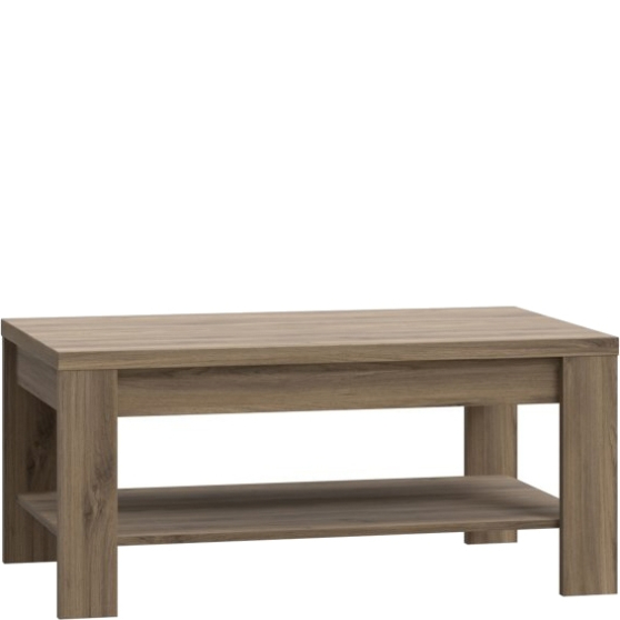 Stolik z półką BRCT501-D116 Dąb Valencia / Rattan Naturalny GLENKEEN Podstawowe