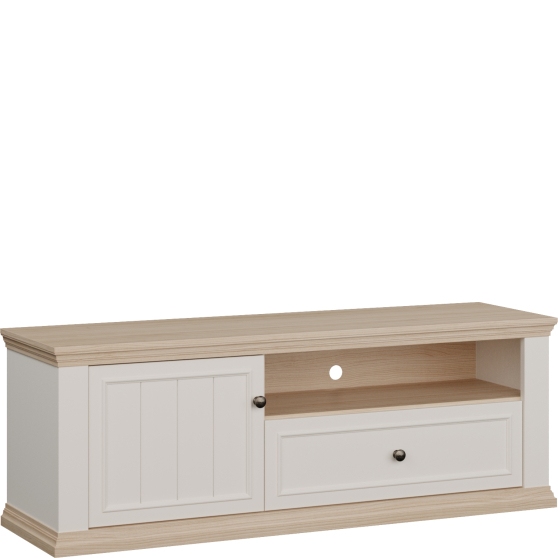 Szafka RTV 150 cm Lewa PNTT121L-Q214 Biała PONTYPOOL Podstawowe