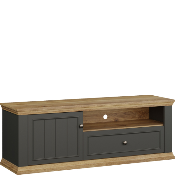 Szafka RTV 150 cm Lewa PNTT121L-Q243 Szara PONTYPOOL Podstawowe