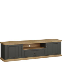 Szafka RTV 200 cm Lewa PNTT131-Q243 Szara PONTYPOOL Podstawowe