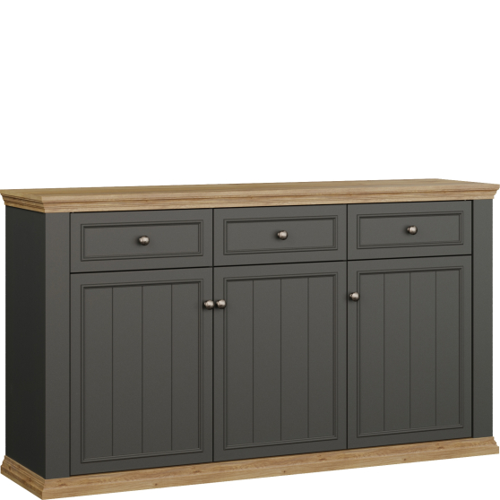 Komoda 3-drzwi 3-szuflady PNTK232-Q243 Szara PONTYPOOL Podstawowe