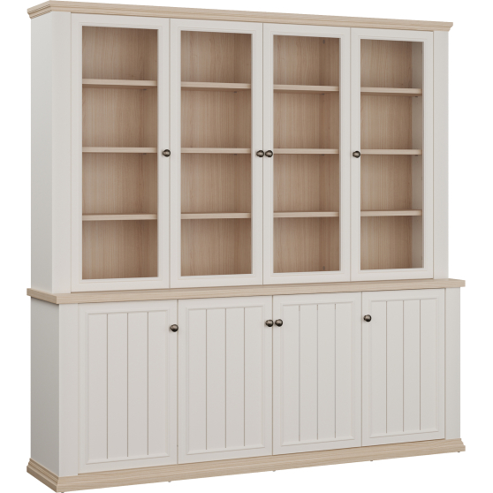 Duży kredens z nadstawką 200 cm PNTR741-Q214 Biały PONTYPOOL Podstawowe