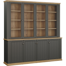 Duży kredens z nadstawką 200 cm PNTR741-Q243 Szary PONTYPOOL Podstawowe