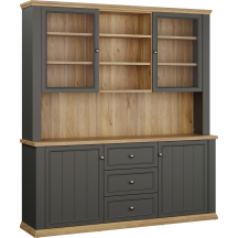 Kredens z nadstawką bufet PNTR731-Q243 Szary PONTYPOOL Podstawowe