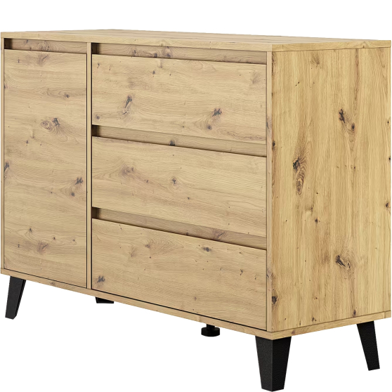 Komoda jednodrzwiowa z szufladami BORG UNO Dąb Artisan BORG Podstawowe