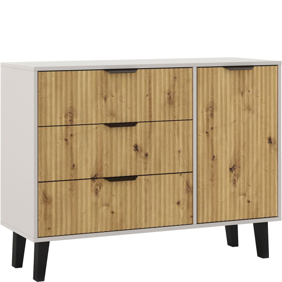 Komoda jednodrzwiowa z szufladami BORG DUO Kaszmir / Dąb Artisan BORG DUO Podstawowe