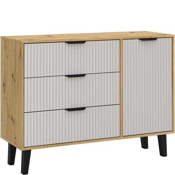 Komoda jednodrzwiowa z szufladami BORG DUO Dąb Artisan / Kaszmir BORG DUO Podstawowe