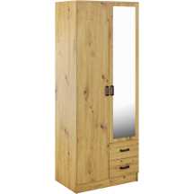 Szafa z lustrem dwudrzwiowa z szufladami KAMI Dąb Artisan KAMI Podstawowe
