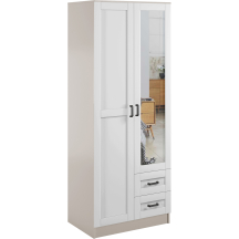 Szafa z lustrem dwudrzwiowa z szufladami KAMI RAMA Kaszmir Mat / Biały Mat KAMI Podstawowe