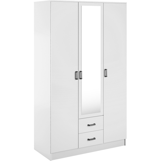 Szafa z lustrem trzydrzwiowa z szufladami KAMI Biały Mat KAMI Podstawowe