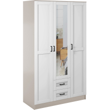 Szafa z lustrem trzydrzwiowa z szufladami KAMI RAMA Kaszmir Mat / Biały Mat KAMI Podstawowe