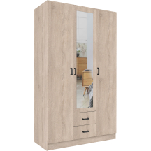 Szafa z lustrem trzydrzwiowa z szufladami KAMI Dąb Sonoma KAMI Podstawowe