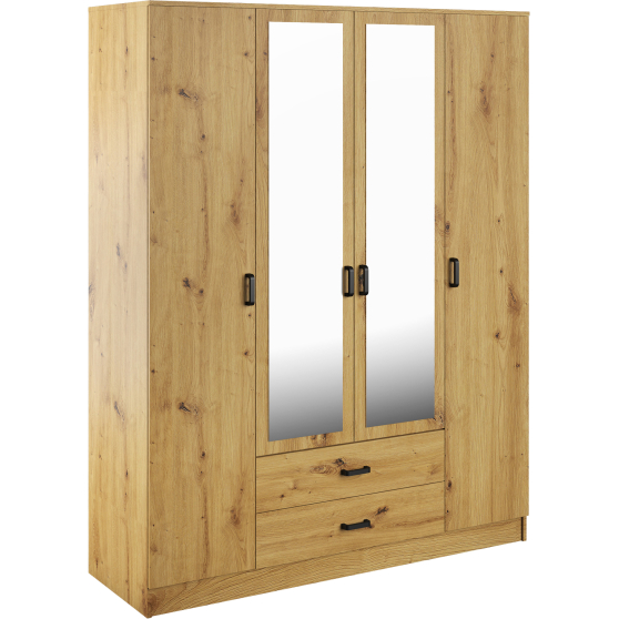 Szafa z lustrem 4-drzwiowa z szufladami KAMI Dąb Artisan KAMI Podstawowe