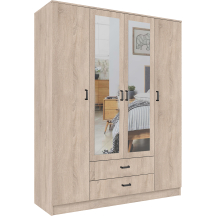 Szafa z lustrem 4-drzwiowa z szufladami KAMI Dąb Sonoma KAMI Podstawowe