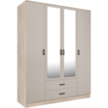 Szafa z lustrem 4-drzwiowa z szufladami KAMI Dąb Sonoma / Kaszmir Mat KAMI Podstawowe