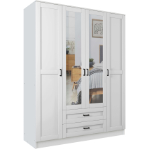 Szafa z lustrem 4-drzwiowa z szufladami KAMI RAMA Biały Mat KAMI Podstawowe