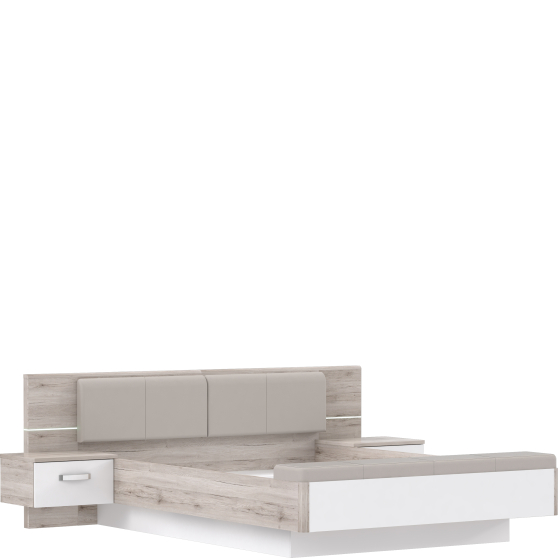 Łóżko 160 x 200 z oświetleniem i szafkami nocnymi RDNL161B-T30 RONDINO Podstawowe