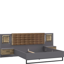 Łóżko 180 x 200 z oświetleniem i szafkami nocnymi SRBL1184B-C778 SIRIUS BLACK Podstawowe