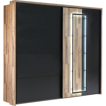 Szafa przesuwna 280 cm z oświetleniem SRCSET01B-C837 Dąb Klepkowy / Dąb Czarny SIRIUS CROWN Podstawowe