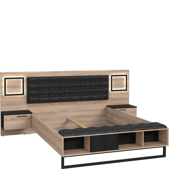 Łóżko 160 x 200 z oświetleniem i szafkami nocnymi SRCL1161B-C866 Śliwa Comano / Dąb Czarny SIRIUS CROWN Podstawowe Łóżko 160 x 200 z oświetleniem i szafkami nocnymi SRCL1161B-C866 Śliwa Comano / Dąb Czarny SIRIUS CROWN Podstawowe
