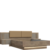 Łóżko 160 x 200 z oświetleniem i szafkami nocnymi SVNL1162B-M758 SAVONA Podstawowe