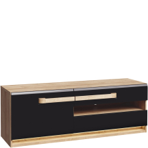 Szafka RTV Lewa 140 cm z oświetleniem ATNT231LB-M983 Dąb Riviera / Czarny Połysk ATTENTION Podstawowe