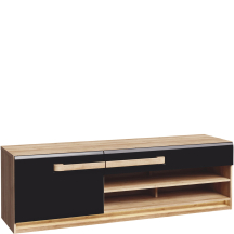 Szafka RTV Lewa 160 cm z oświetleniem ATNT122LB-M983 Dąb Riviera / Czarny Połysk ATTENTION Podstawowe