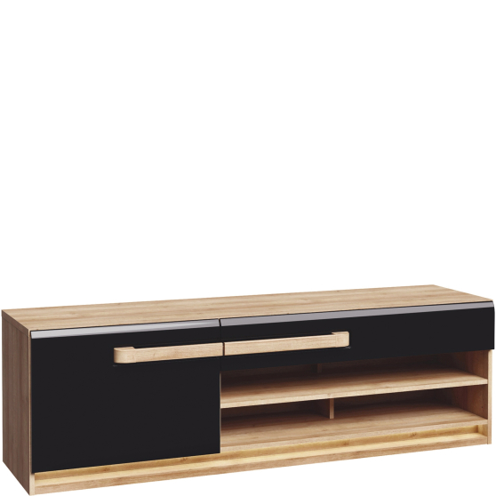 Szafka RTV Lewa 160 cm z oświetleniem ATNT122LB-M983 Dąb Riviera / Czarny Połysk ATTENTION Podstawowe