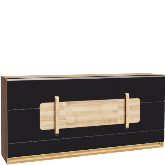 Komoda duża z oświetleniem ATNK231B-M984 Dąb Riviera / Czarny Połysk ATTENTION Podstawowe