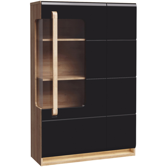 Kredens 90 cm z oświetleniem Prawa ATNV511RB-M983 Dąb Riviera / Czarny Połysk ATTENTION Podstawowe