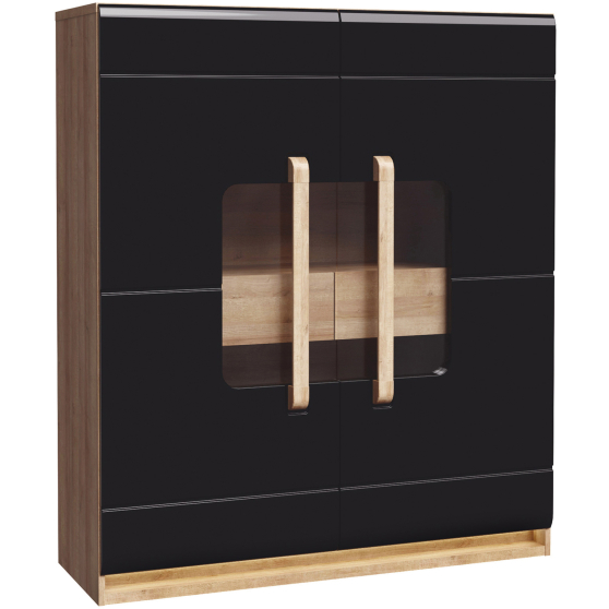 Witryna podwójna ATNV521B-M983 Dąb Riviera / Czarny Połysk ATTENTION Podstawowe