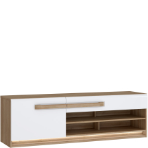 Szafka RTV Lewa 160 cm z oświetleniem ATNT122LB-M743 Dąb Riviera / Biały Połysk ATTENTION Podstawowe