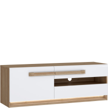 Szafka RTV Lewa 140 cm z oświetleniem ATNT231LB-M743 Dąb Riviera / Biały Połysk ATTENTION Podstawowe