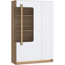 Kredens 90 cm z oświetleniem Prawa ATNV511RB-M743 Dąb Riviera / Biały Połysk ATTENTION Podstawowe