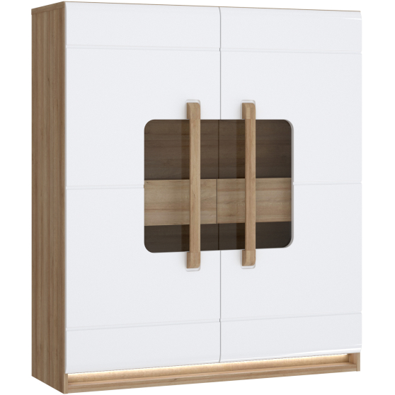 Witryna podwójna ATNV521B-M743 Dąb Riviera / Biały Połysk ATTENTION Podstawowe