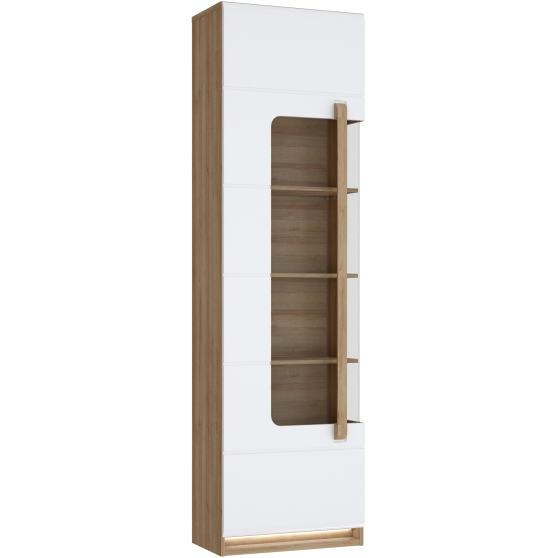 Witryna wąska z oświetleniem 60 cm Lewa ATNV711LB-M743 Dąb Riviera / Biały Połysk ATTENTION Podstawowe