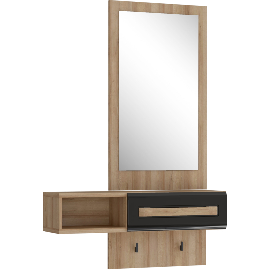 Przedpokój 90 cm ATND011-M983 Dąb Riviera / Czarny Połysk ATTENTION Podstawowe